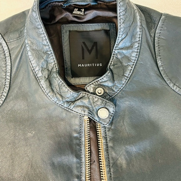 MAURITIUS Dark grey blue leather jacket - Picture 9 of 9